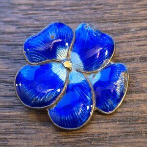 Midcentury vintage Enamel -on- Silver Pansy Brooch